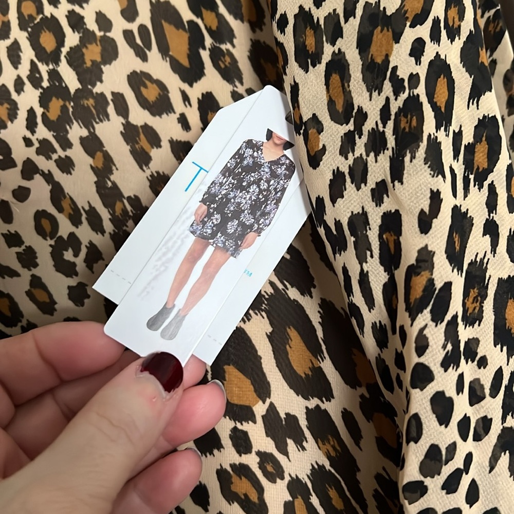 TIME and TRU Black/Brown/Tan Animal Print Peasant Dress, Size LG(12-14), NWT. - Picture 4 of 9